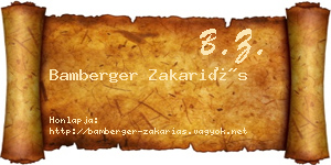 Bamberger Zakariás névjegykártya